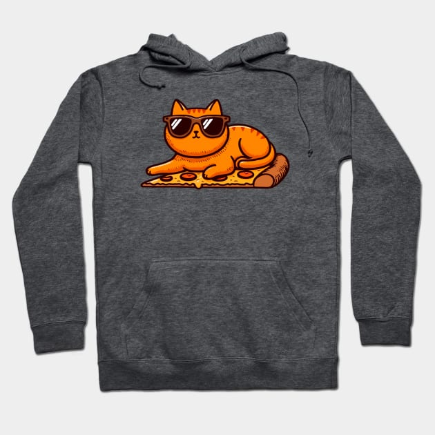 Relaxed Cat on the Pizza Hoodie by Lovely Animals